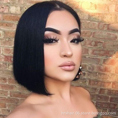 150% 180% 13*1 lace frontal bob wig Wholesale 100% sliky Raw Virgin Cuticle Aligned low price indian Human Hair